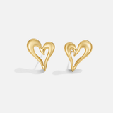 Manon – Boucles d’oreilles en forme de cœur doré.