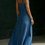 Lalie | Robe longue en denim boutonnée