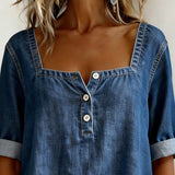 Marceline | Chemise en denim à col carré
