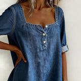 Marceline | Chemise en denim à col carré