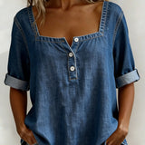 Marceline | Chemise en denim à col carré