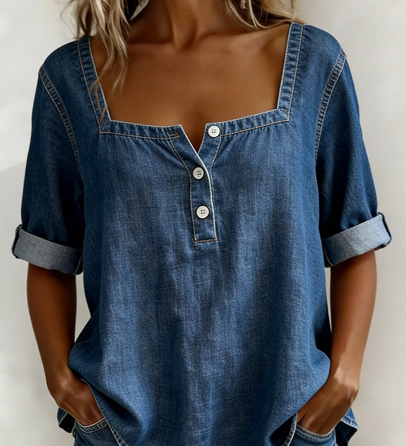 Marceline | Chemise en denim à col carré